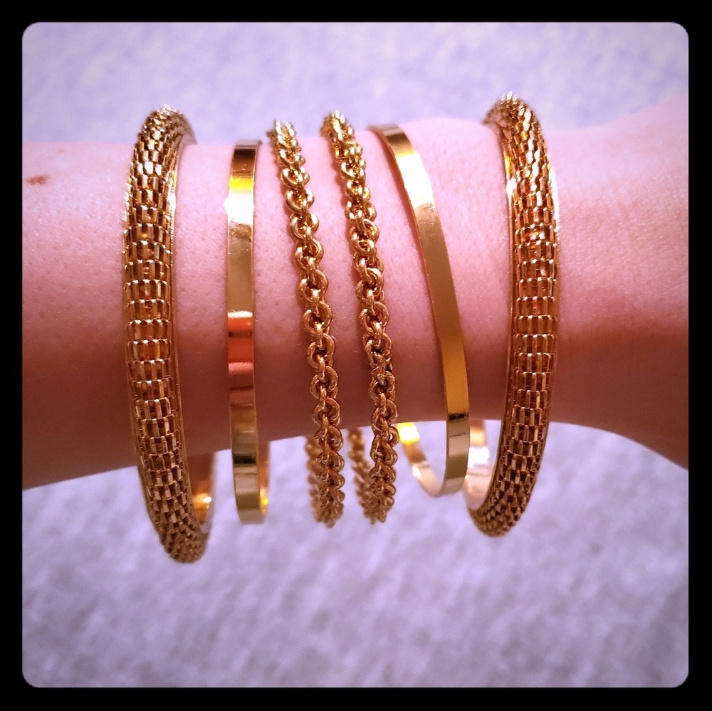 Gold tone bangles